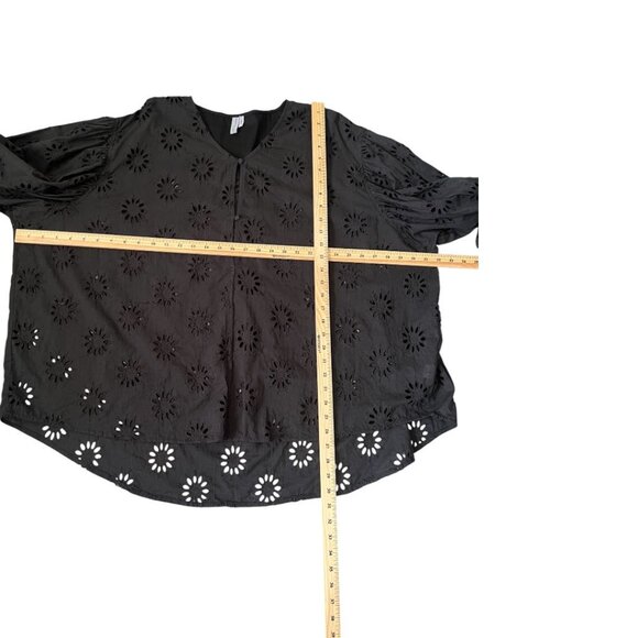 NEW Anthropologie Blank London Black Eyelet Cotton Top Large - Picture 11 of 11